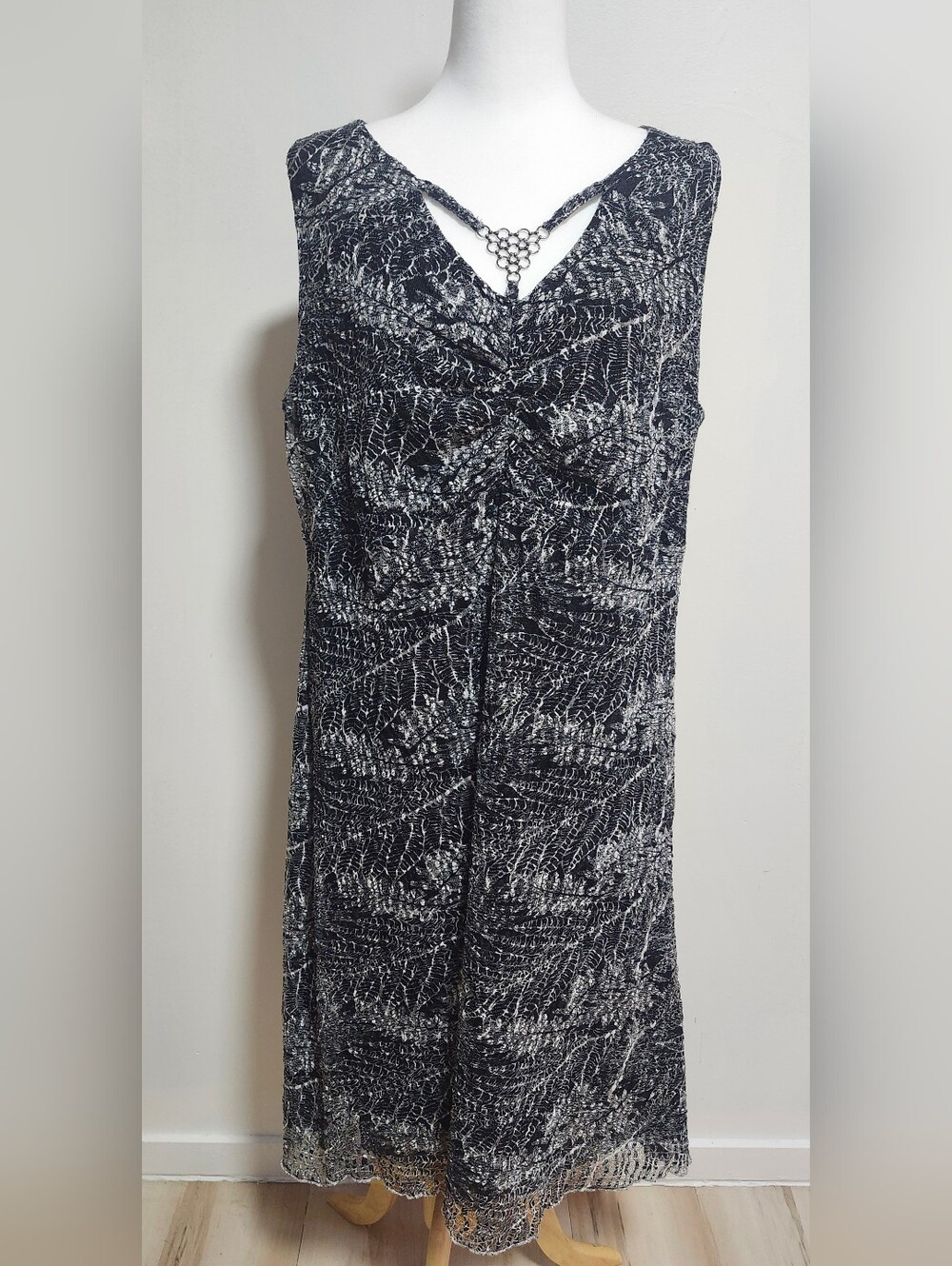 Picadilly Fashion Black and White Printed Midi Dress